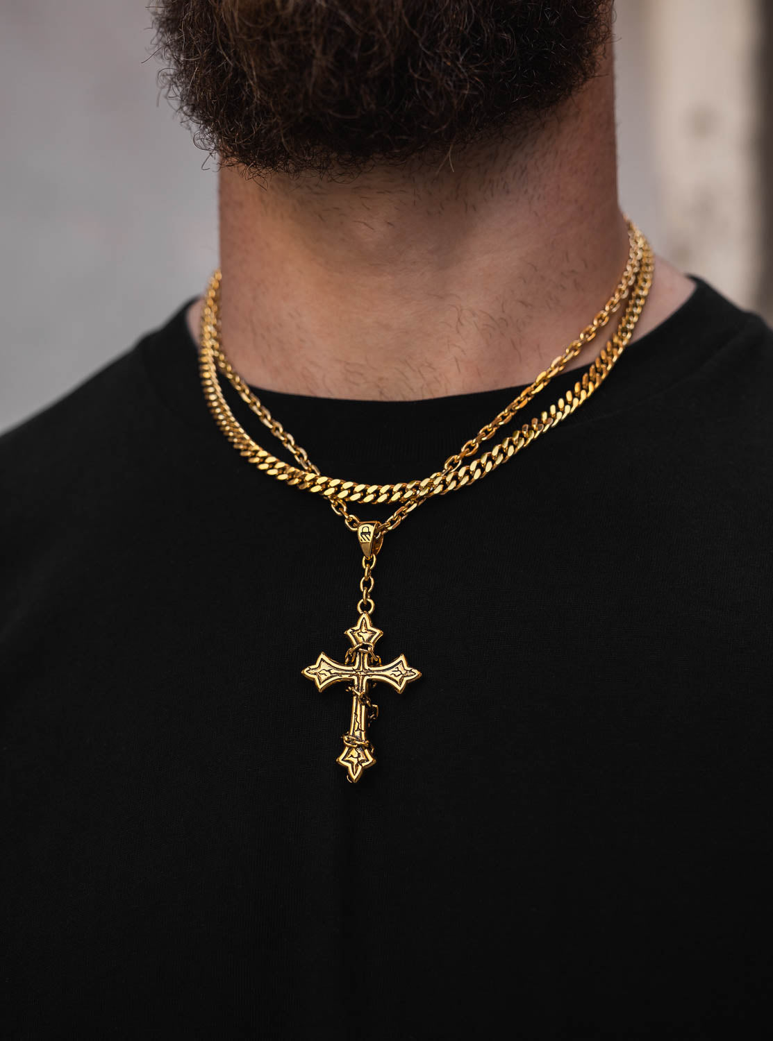 gold cross necklace mens by statement collective