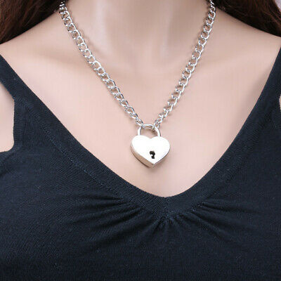 Chain Choker Necklace Padlock Necklace Heart Padlock -  Denmark