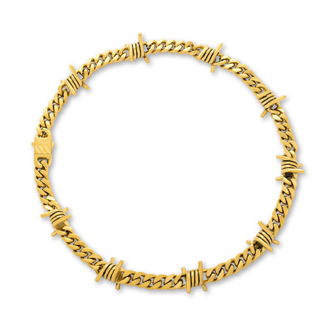 barbed wire necklace in gold