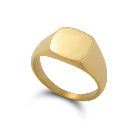 18k Gold Plated Signet Ring By Statement Collective