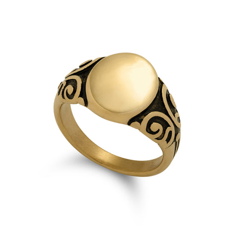 mens signet ring in gold by statement collective