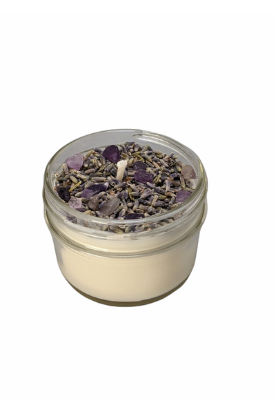 lavender and amethyst crystal candle - julys moon