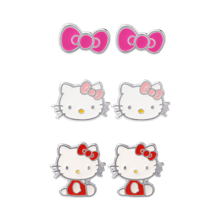 Hello Kitty Girls Necklace Stud Earrings Jewelry Set - 18+3 (Magenta)