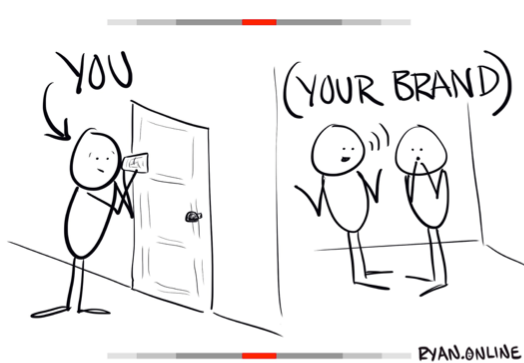 cartoon illustration that states you and your brand