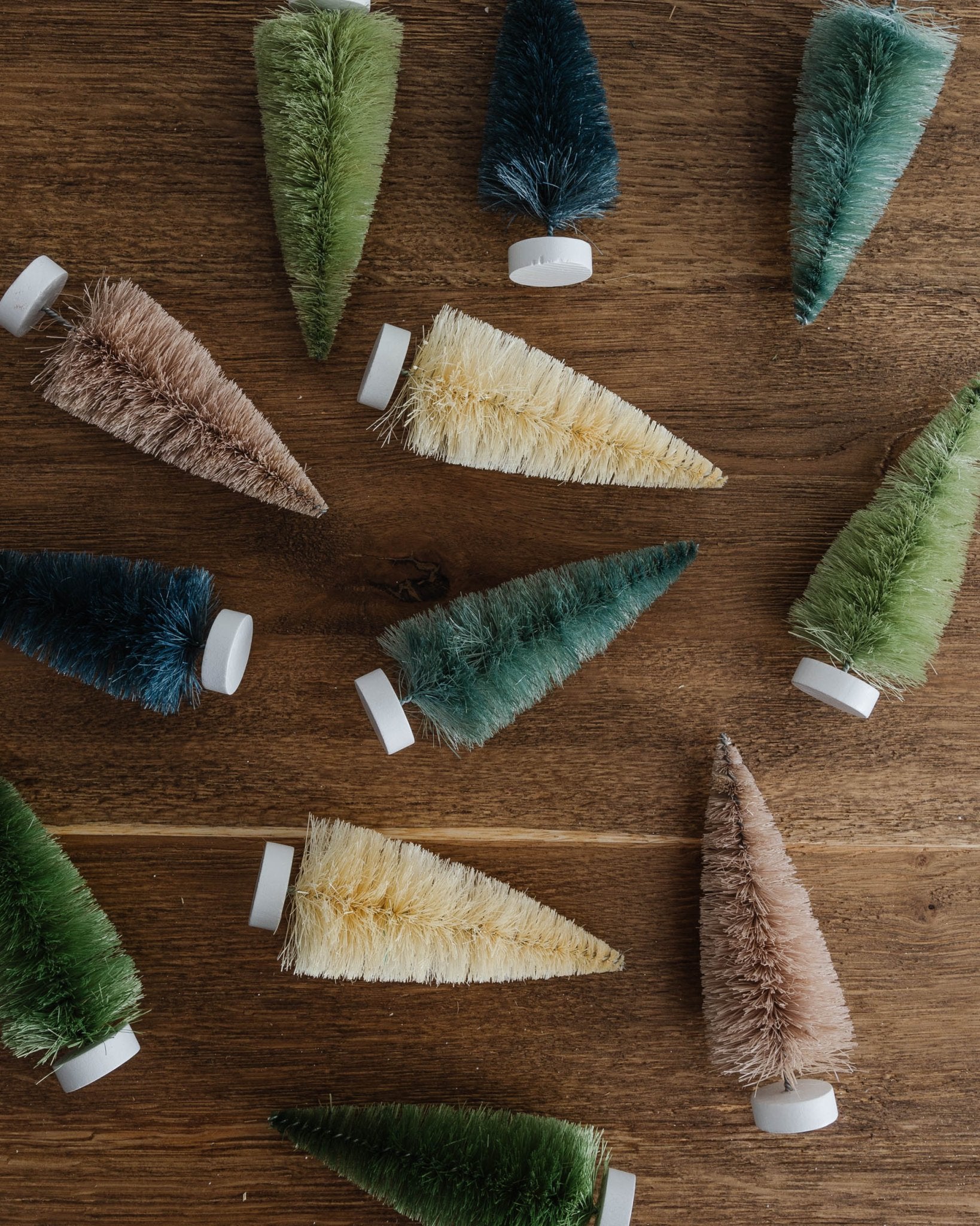 Faded Bottle Brush Trees (Set of 12)
