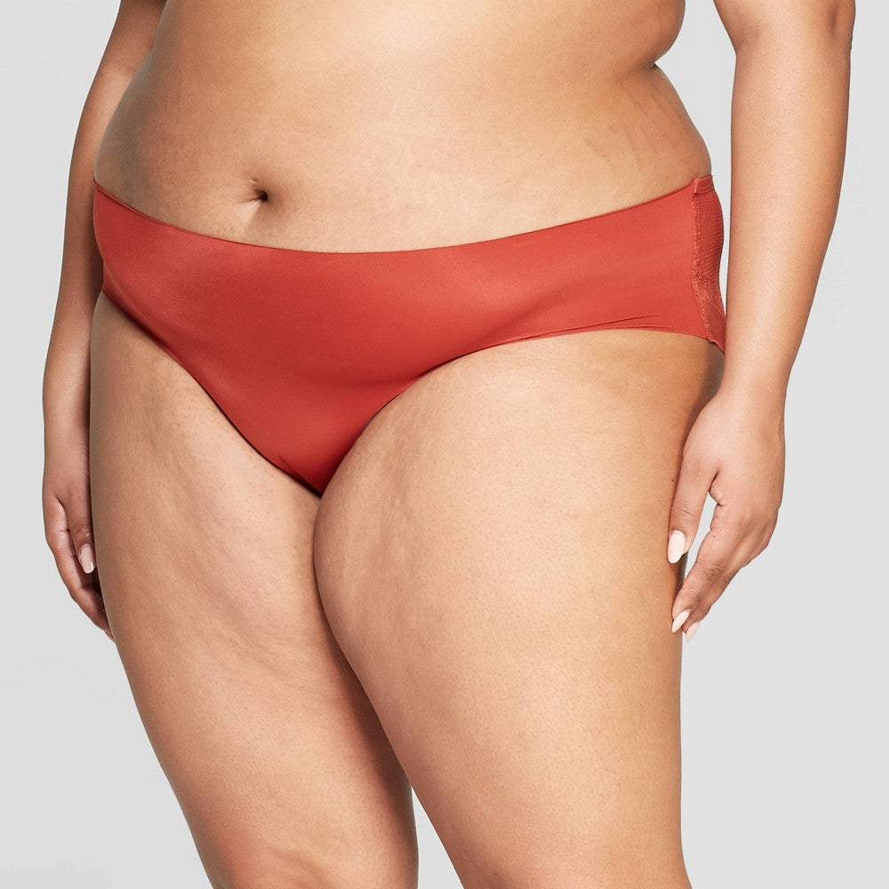 New Women's Plus Size Bonded Hipster with Mesh Back - Auden Orange Berry