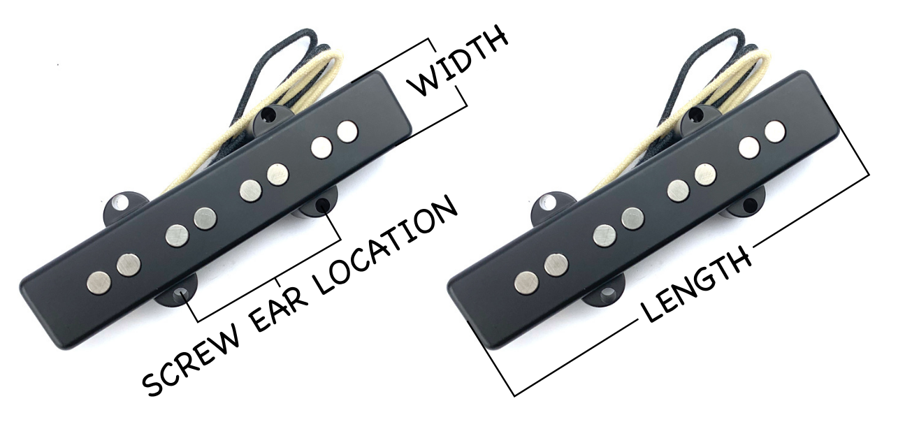 Illustration to show how to take dimensional measurements of jazz bass pickups