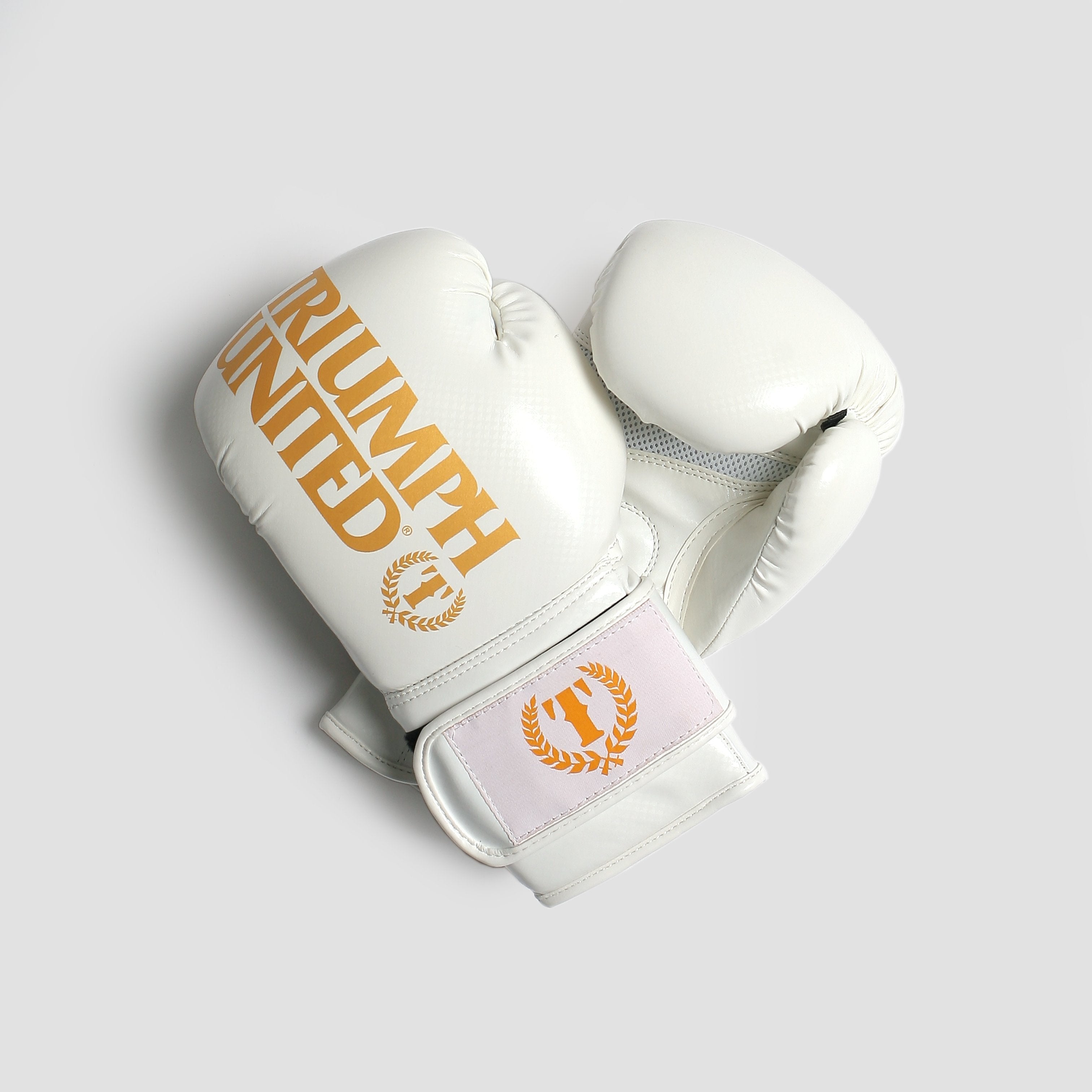 Triumph United Boxing Muy Thai Gloves in White and Gold