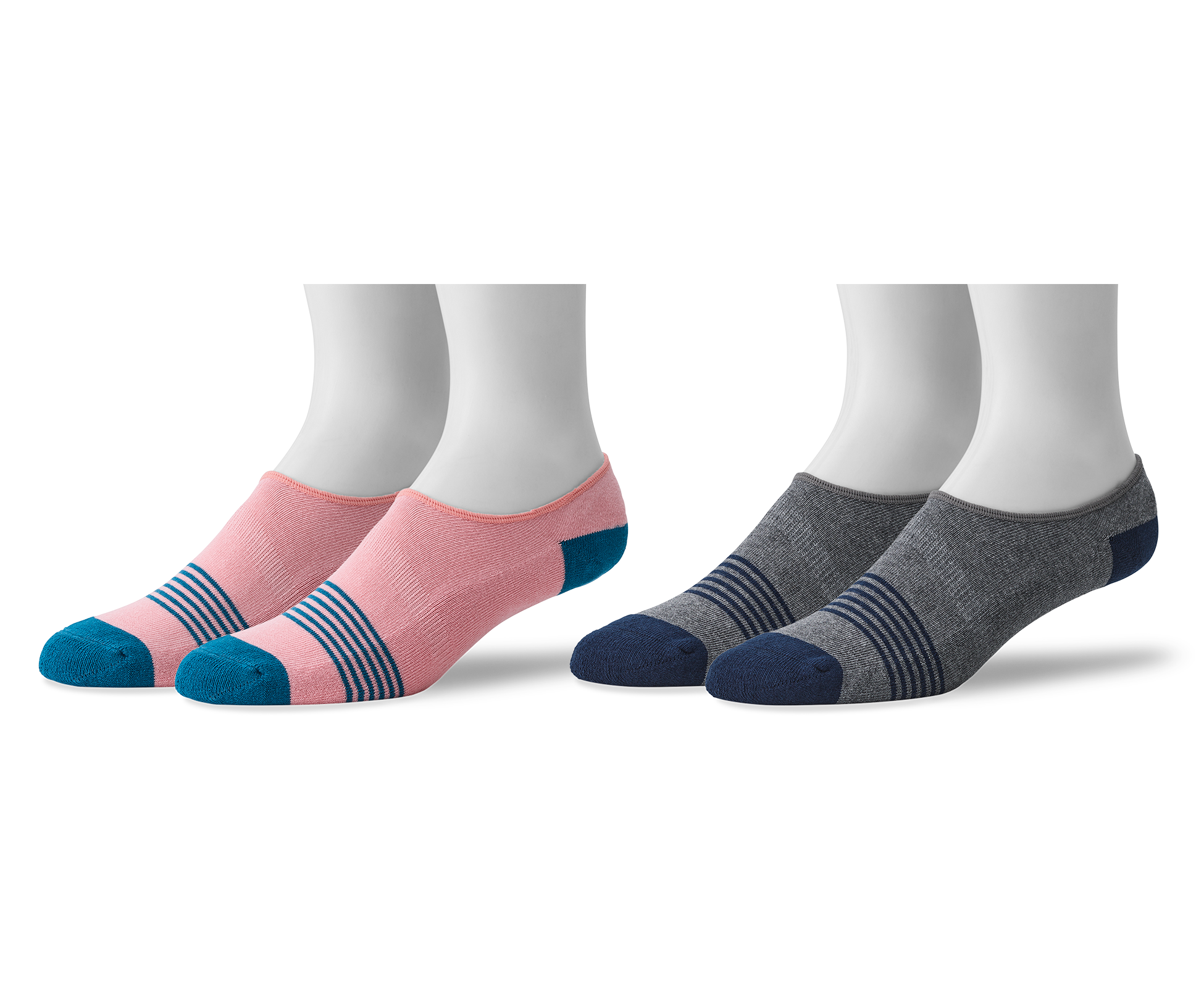 2-Pack Everyday No Show Sock Fondant / Grey Stripe