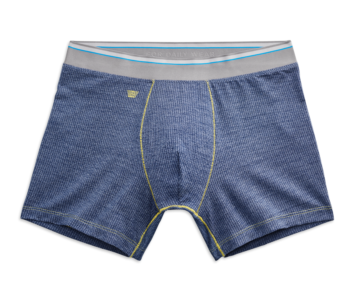 AIRKNITx Boxer Brief Indigo Heather / Taxi Contrast Stitch – Mack Weldon