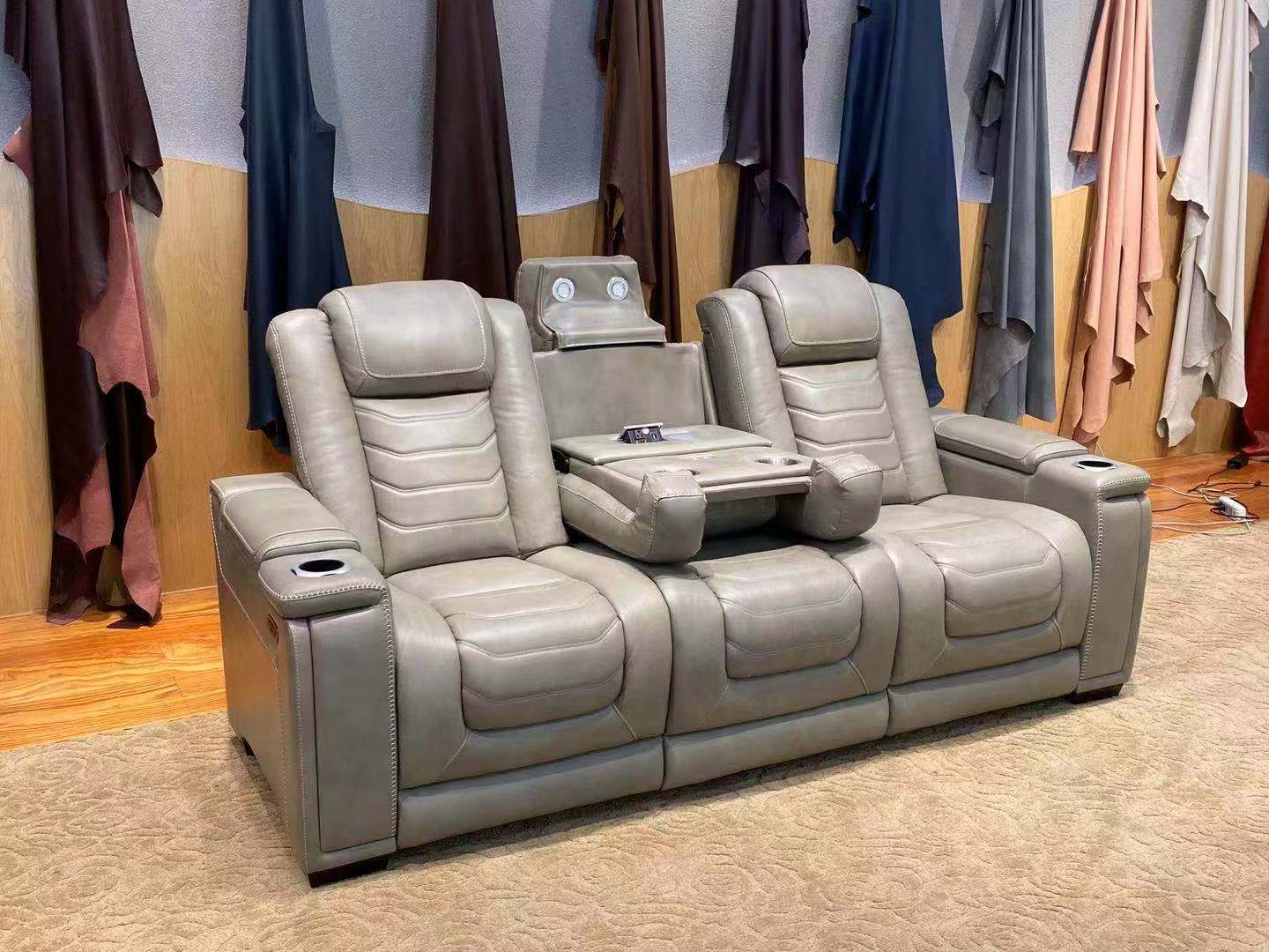 reclining couch with console