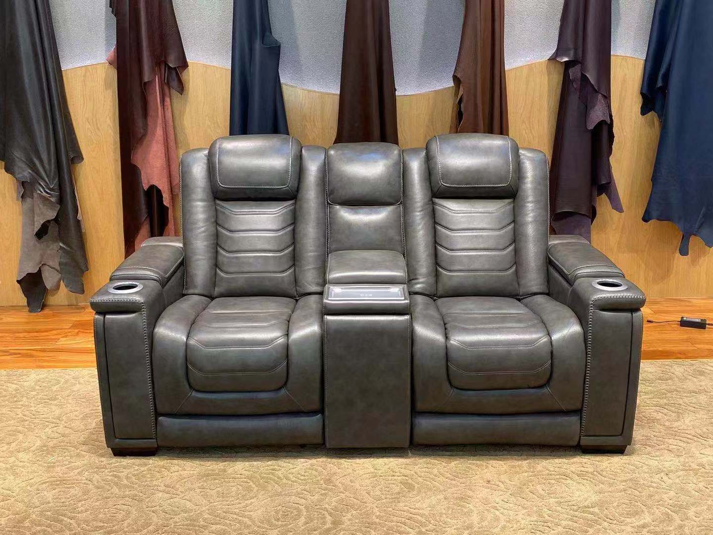 brown leather home theater seating