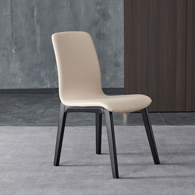 black dining chair with wooden legs