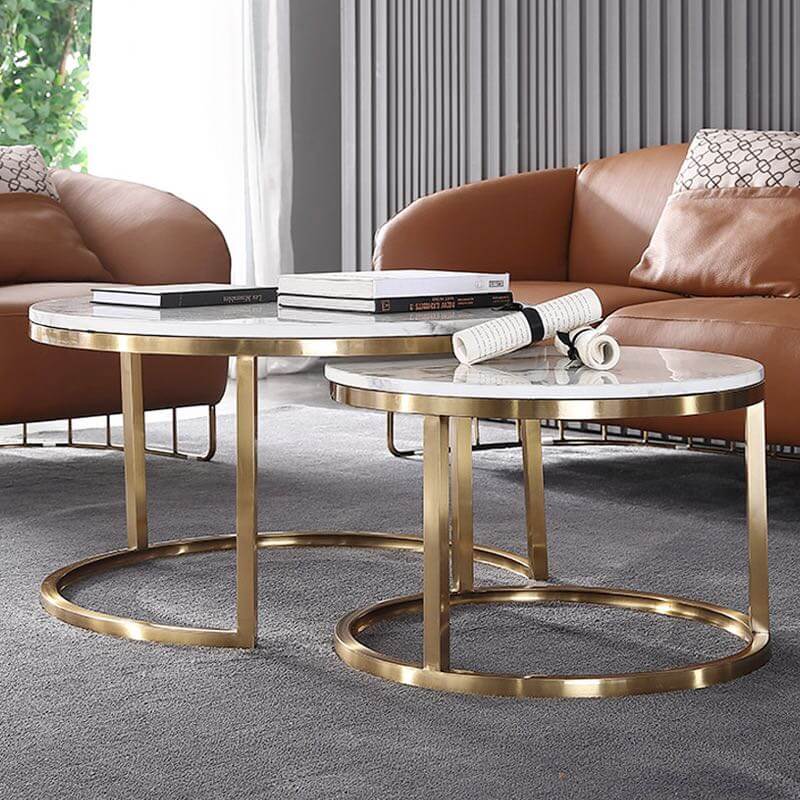 marble gold coffee table set