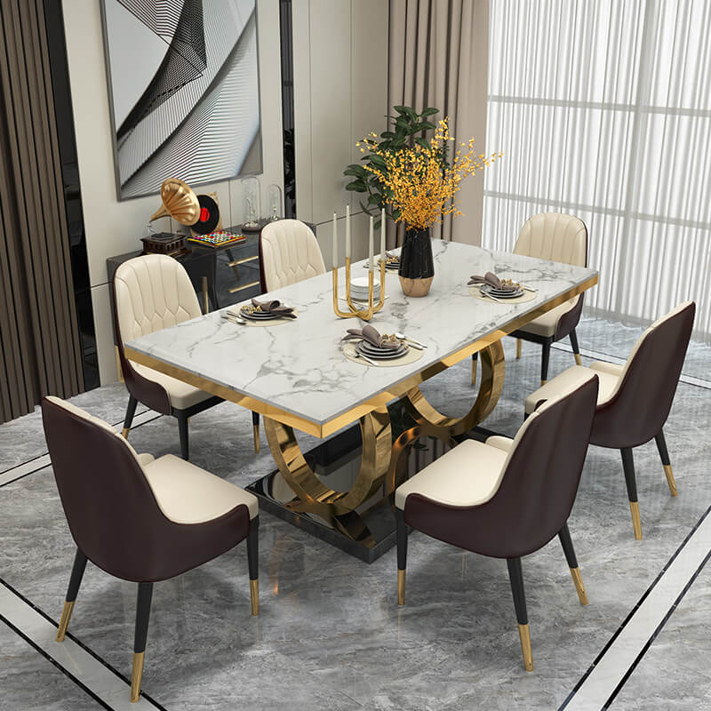 two tone white dining table