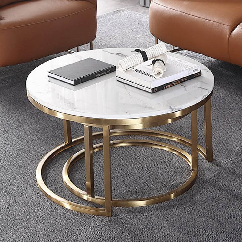 steel round coffee table