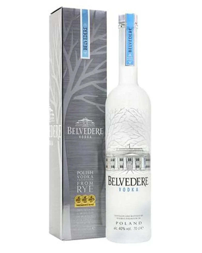 6L BELVEDERE VODKA FROSTED 6 LITER BOTTLE WITH CAP AND CORK AND BOX - EMPTY