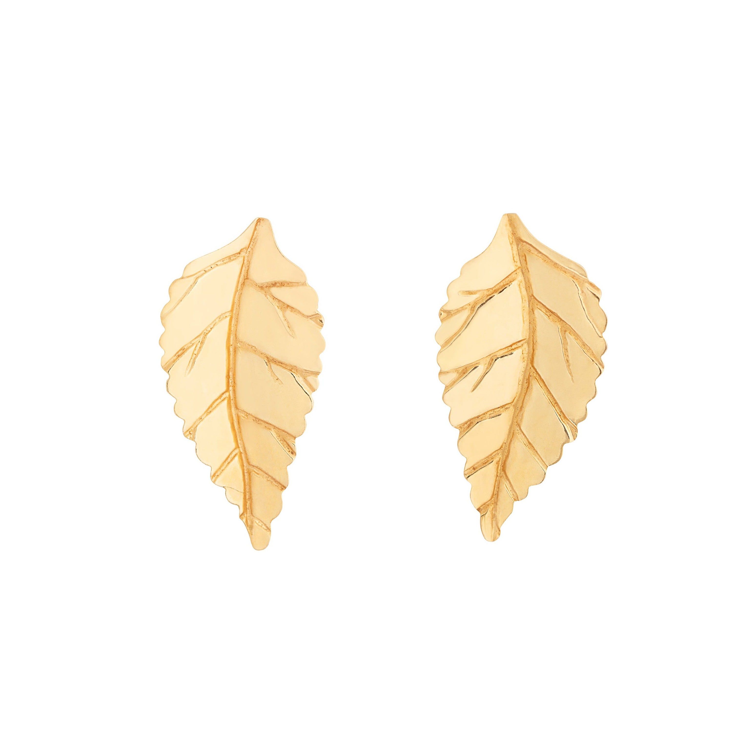 Vintage Leaf 14k Gold Drop Earrings