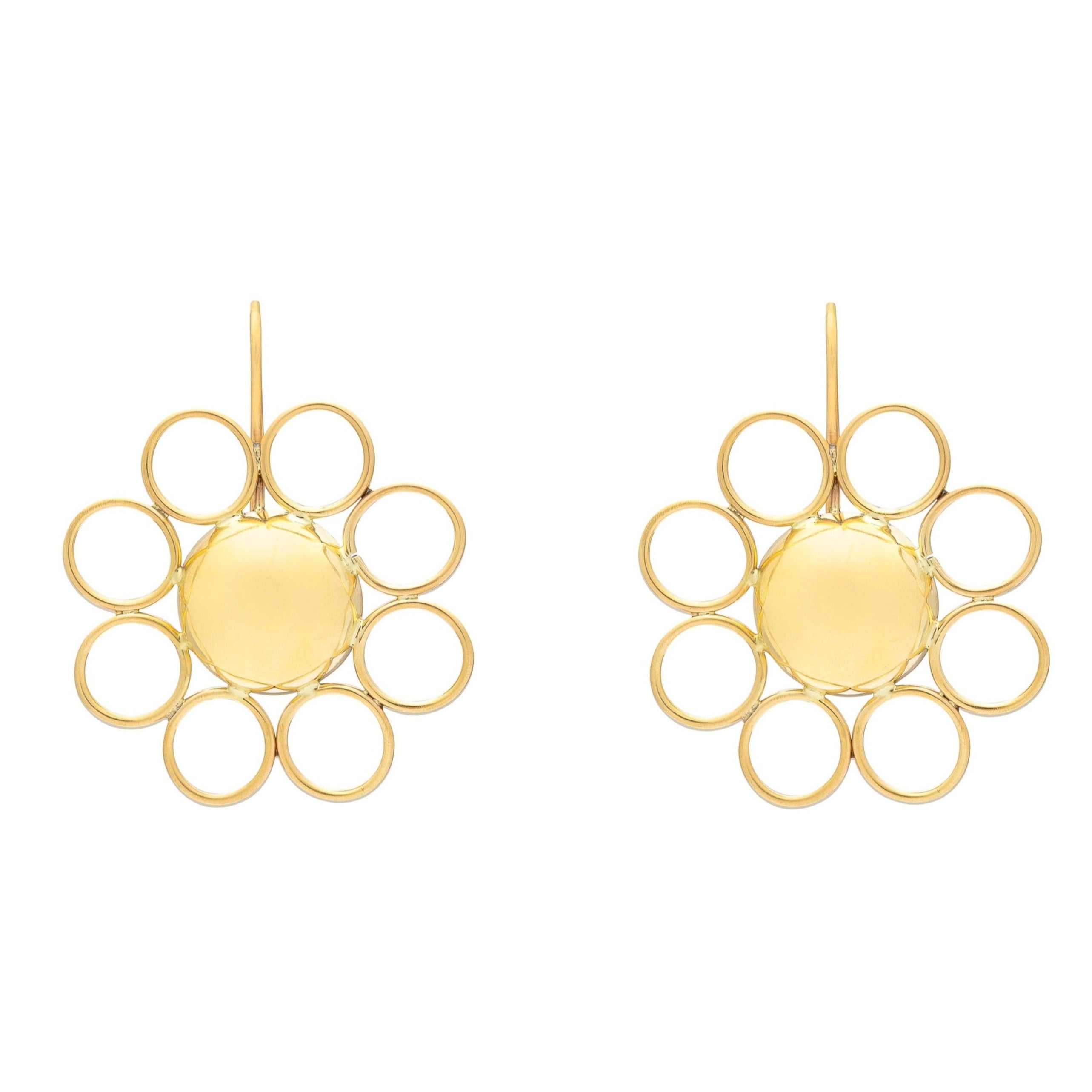 Vintage Large 14K Gold Flower Earrings