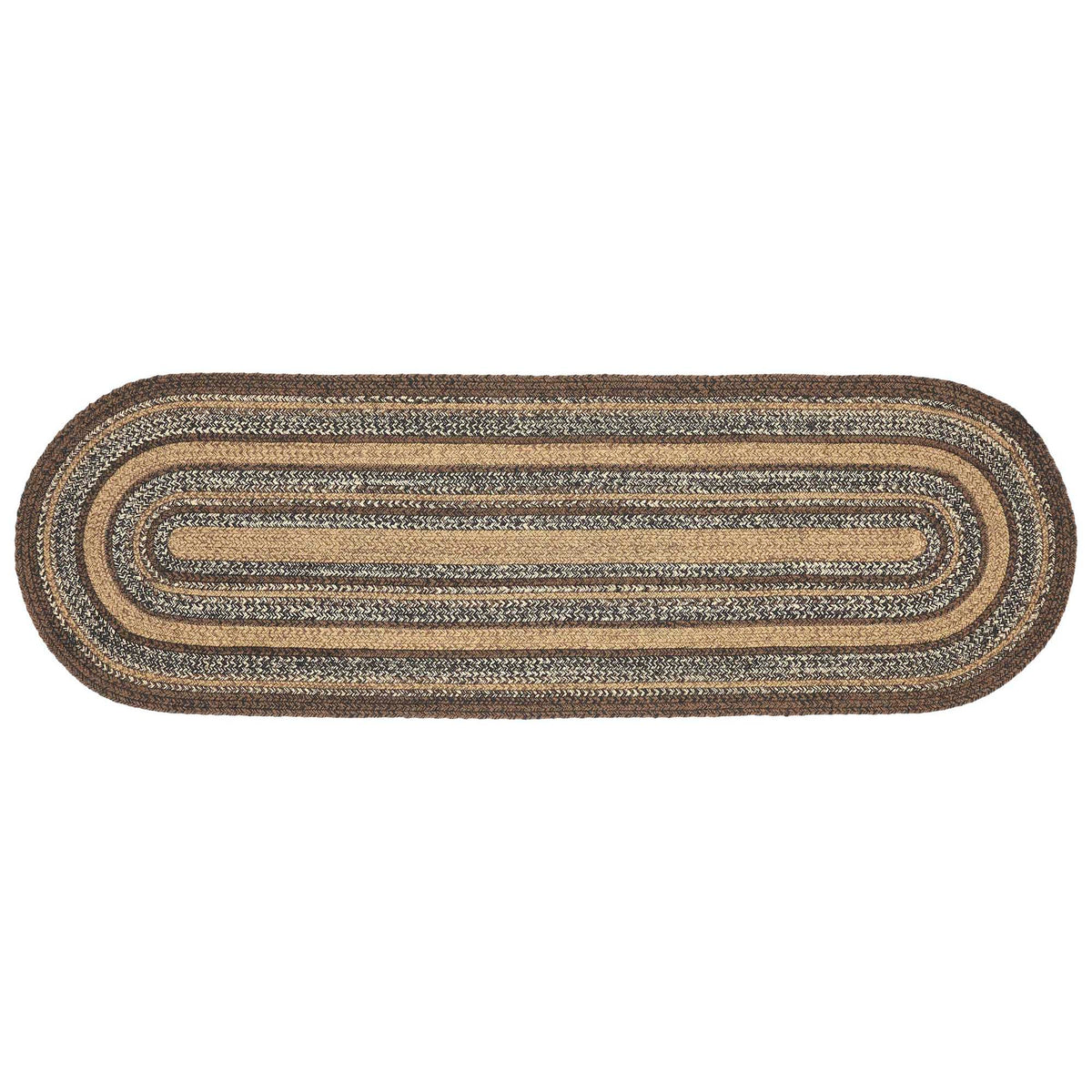 Colonial Star Jute Braided Rug/Runner Oval with Rug Pad 22x72