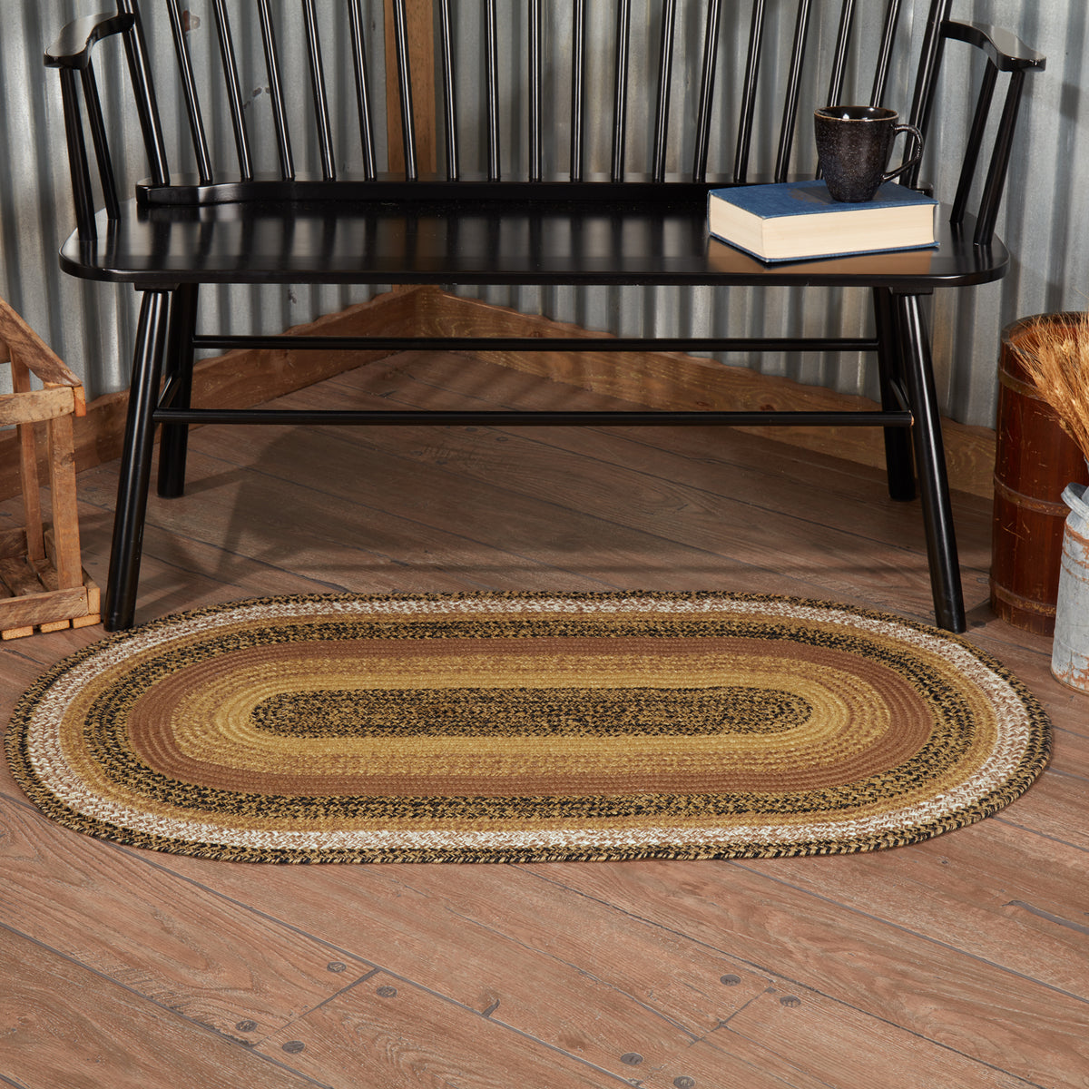 Tea Cabin Oval Braided Rug 27x48