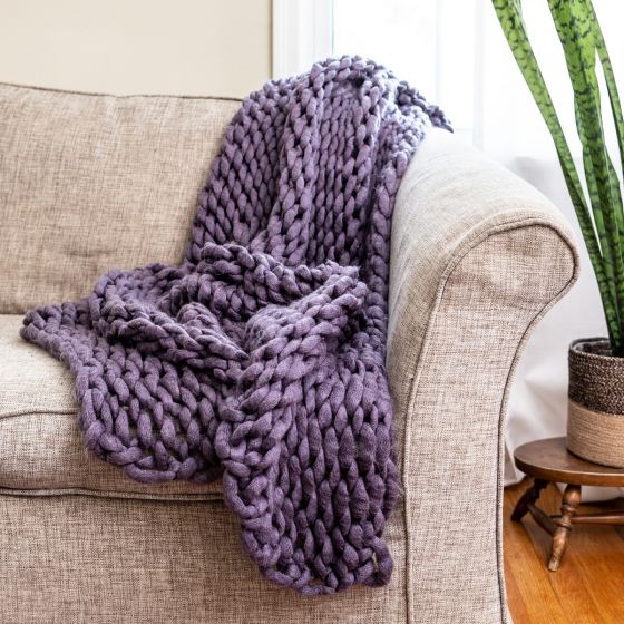 Donna Sharp Chunky Knit Throw Blanket, Taupe 40 x 50 