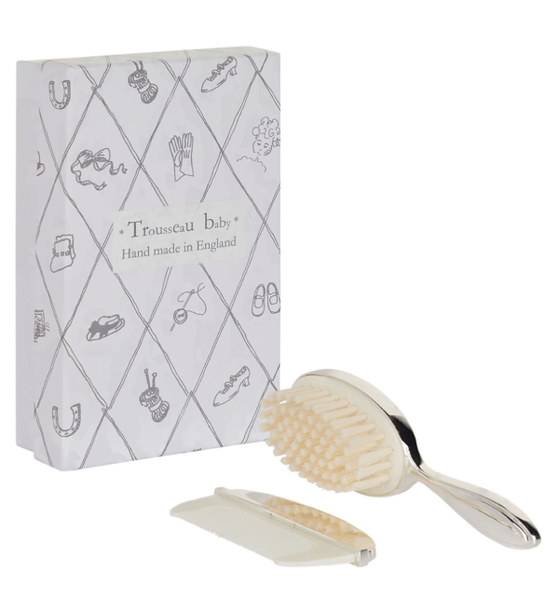 silver brush and comb for baby