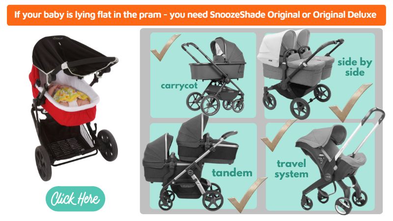 SnoozeShade original for babies lying flat in carrycots