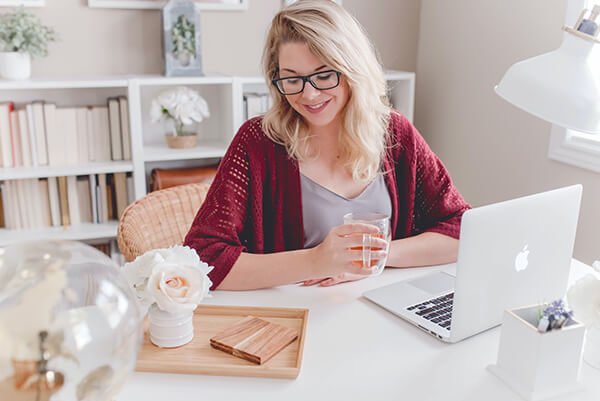 A woman using a computer