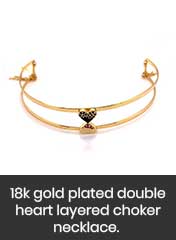 18k gold plated heart layered choker necklace, handmade in Italy