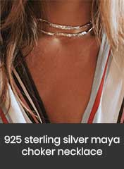 model wearing 925 Sterling silver hammer textured maya chokers, handmade in Bali