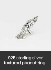 925 sterling silver textured peanut ring, handmade in Italy