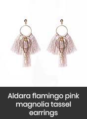 powder pink silk tassel thread earrings with 24 k gold plated base, handmade in Hong Kong