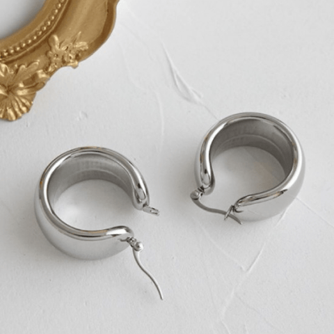 Tanzire Statement Silver Hoops by INSKY, Paris