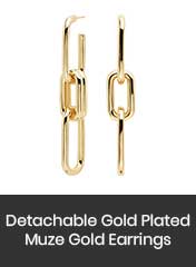 18k gold plated link chain detachable earrings, handmade in Barcelona