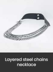 layered steel chain necklace, handmade in Athens