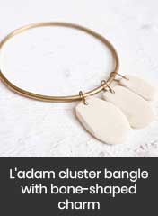white bone charm brass bracelet, handmade in Morocco