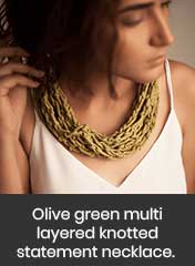 rope-like multi-layered thread knotted green necklace