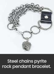 link chain pyrite rock bracelet, handmade in Athens