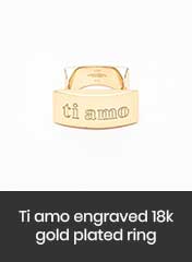Te Amo engraved statement-making 18k gold plated ring, handmade in Italy