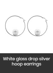 Droplet sphere inlet 925 sterling silver hoop earrings, handmade in Thailand