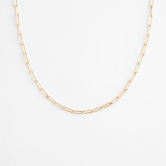 Minimal Handmade 18k Gold Vermeil Plated Paperclip Chain Link Necklace 