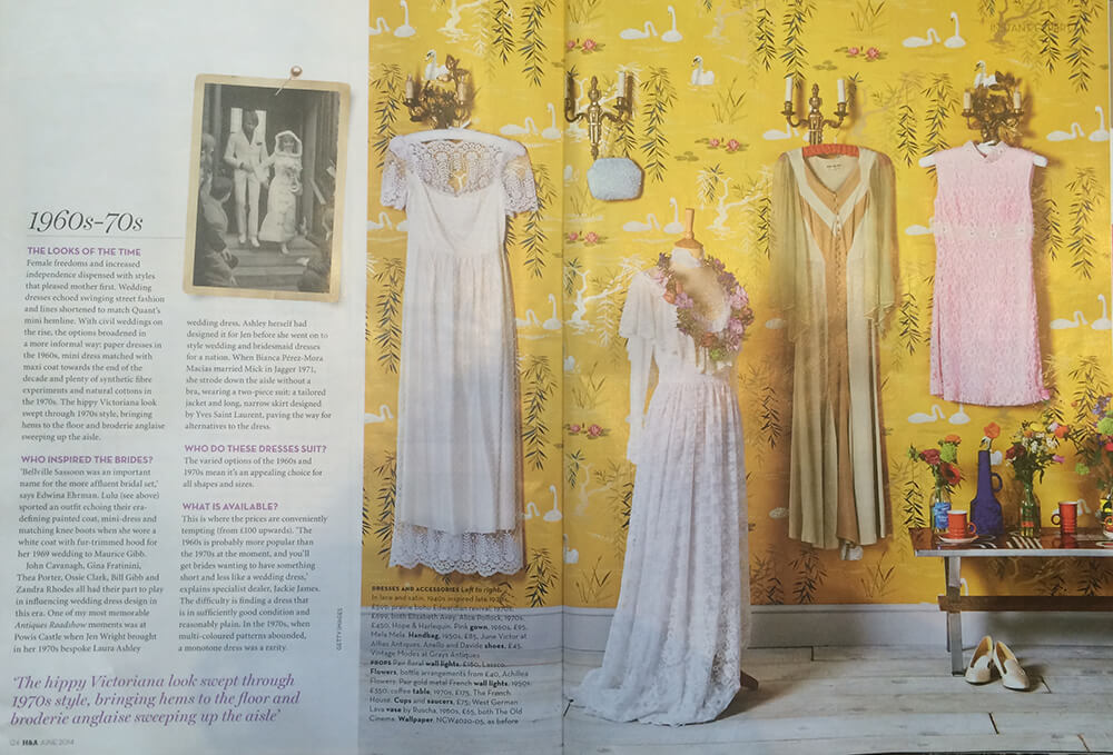 Hope and Harlequin vintage clothes and bridal gowns in the press