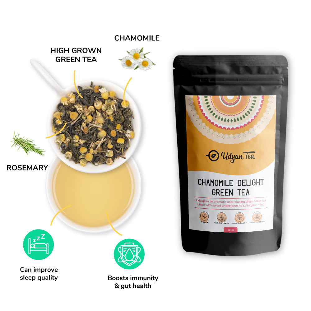 Chamomile Delight Green Tea | Relaxing Chamomile Green Tea - Udyan Tea