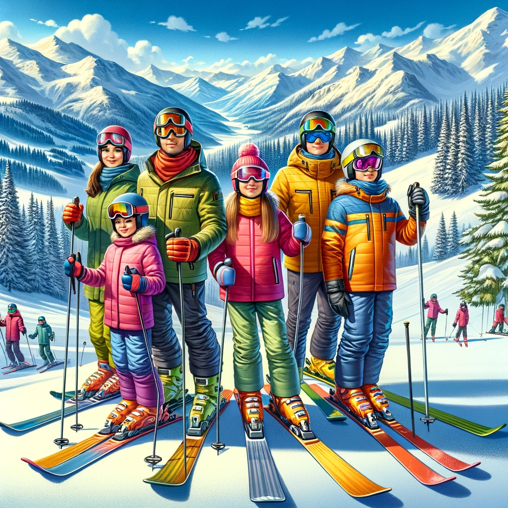 DALL·E 2024-01-21 19.47.24 - A family, dressed in colorful ski attire, is preparing to go downhill skiing in the Alps. The scene captures the excitement and anticipation of the fa.png__PID:ab68dd91-28c4-4ae4-a474-f5eb554b2fa8
