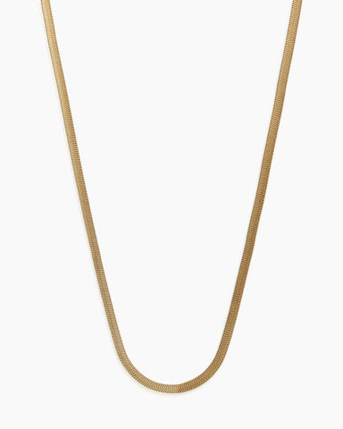 the Quinn necklace, a chunky gold snake chain necklace