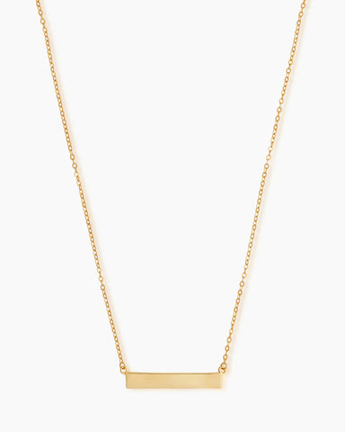 gold engravable bar necklace