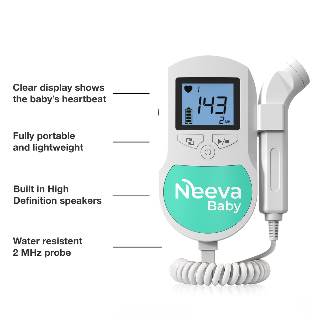 Neitooh Fetal Doppler for Pregnancy, Baby Heartbeat Monitor, Easy to Use  for New Moms at Home, Pink : : Baby