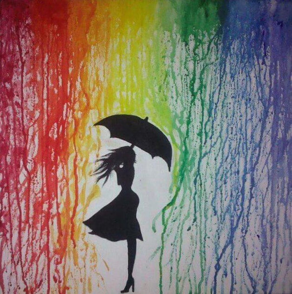 Girl In Rainbow Rain All Diamond Painting