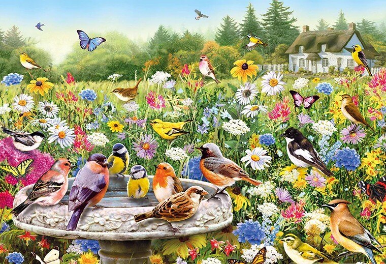 Sweet Birds in Flowers Garden – All Diamond Painting